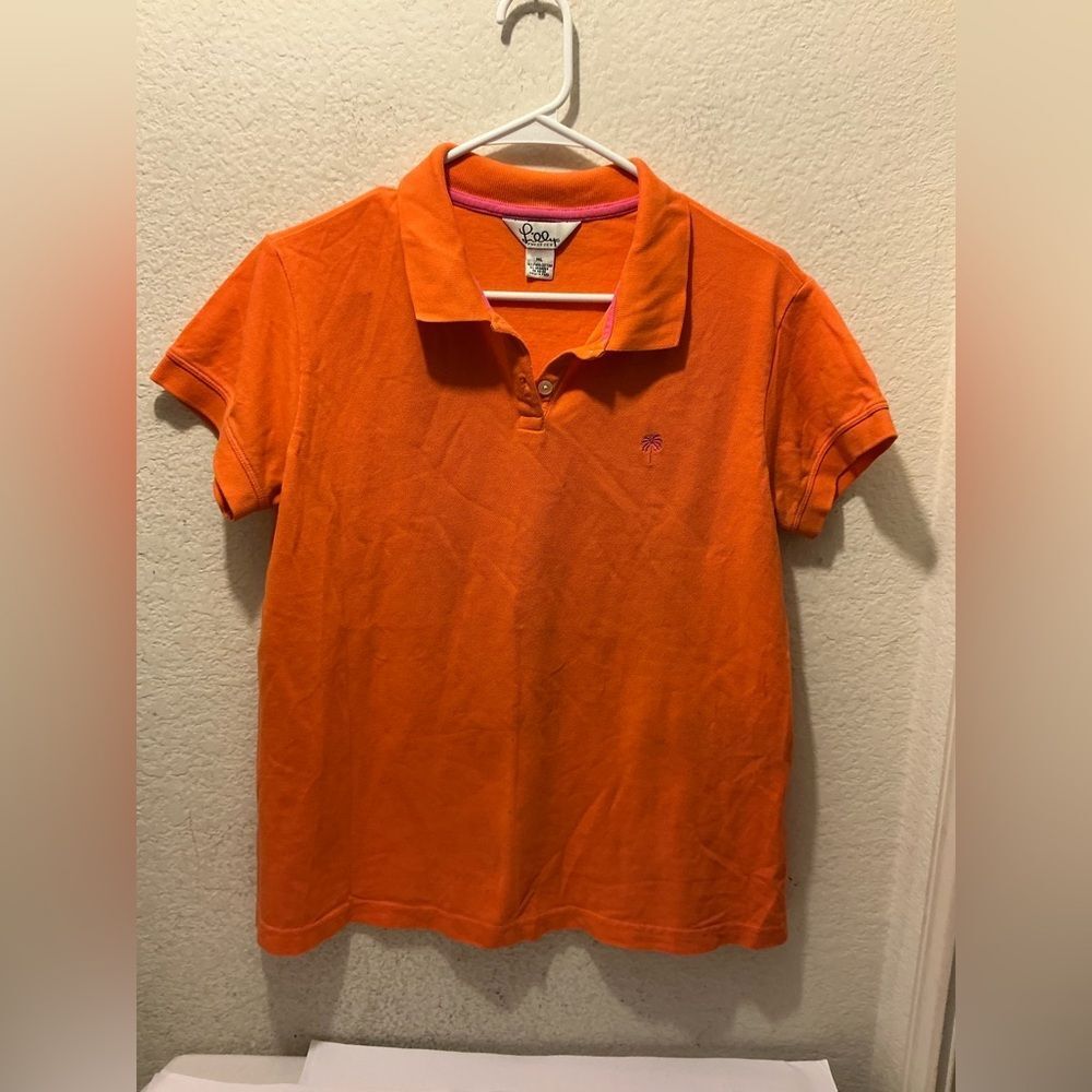 Lilly Pulitzer Women's Shirt Size ML Orange Short Sleeve
